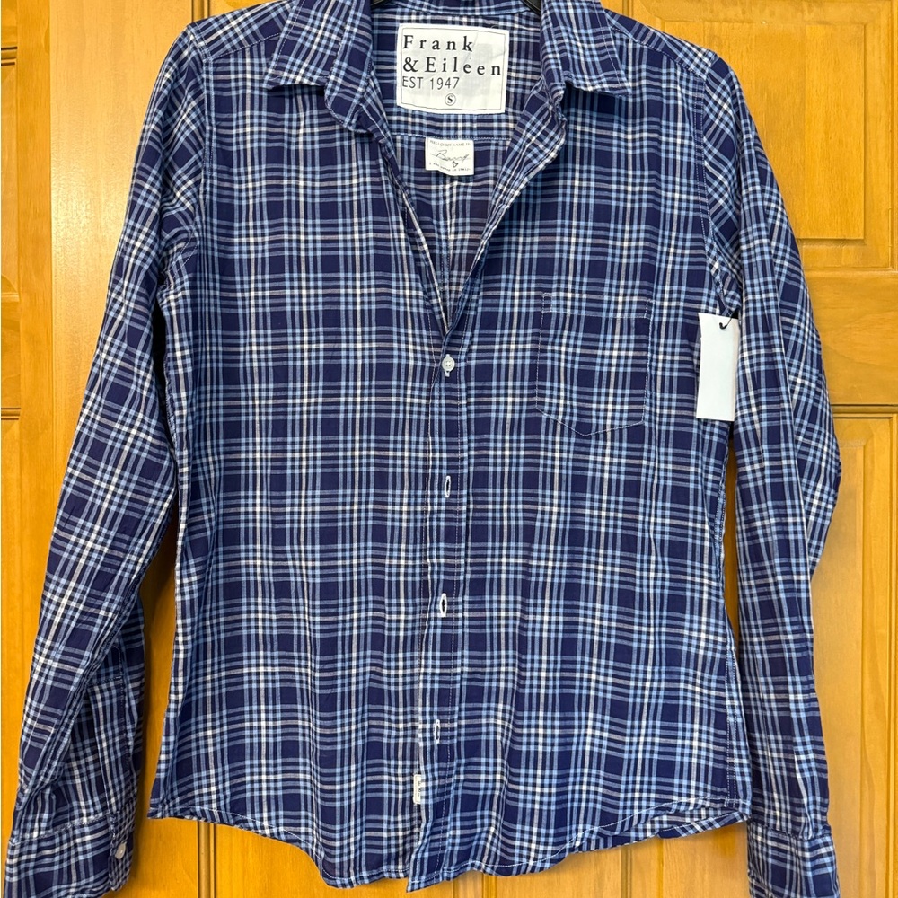 Frank & Eileen Blue Plaid Women's Button Down Shirt NWT